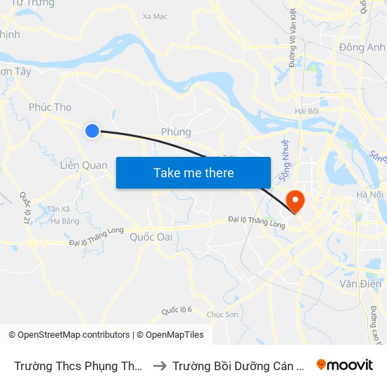 Trường Thcs Phụng Thượng - Quốc Lộ 32 to Trường Bồi Dưỡng Cán Bộ Giáo Dục Hà Nội map