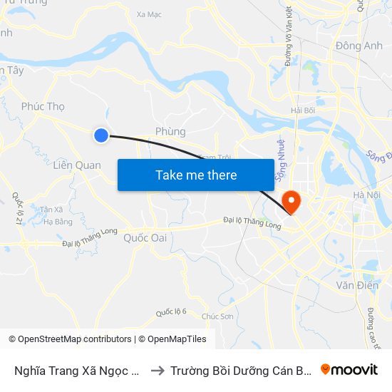 Nghĩa Trang Xã Ngọc Tảo - Quốc Lộ 32 to Trường Bồi Dưỡng Cán Bộ Giáo Dục Hà Nội map