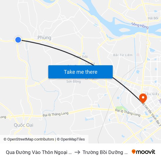 Qua Đường Vào Thôn Ngoại Xã Tam Thuấn 70m - Quốc Lộ 32 to Trường Bồi Dưỡng Cán Bộ Giáo Dục Hà Nội map