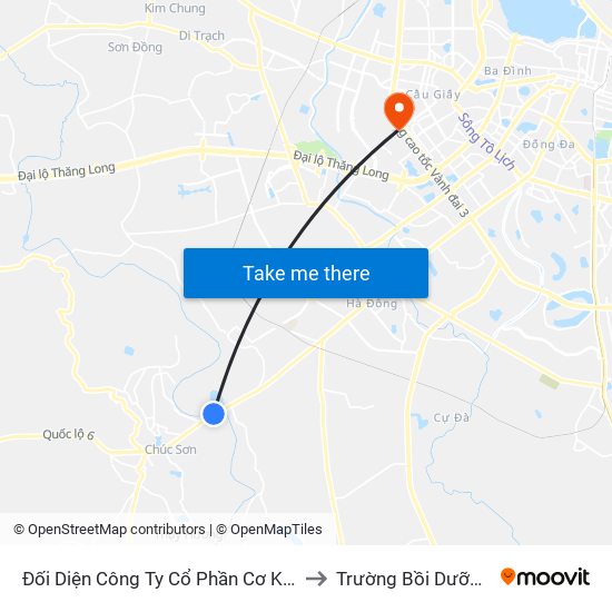 Đối Diện Công Ty Cổ Phần Cơ Khí Xây Dựng Hà Thái (Biên Giang) - Quốc Lộ 6 to Trường Bồi Dưỡng Cán Bộ Giáo Dục Hà Nội map