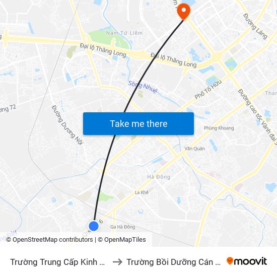 Trường Trung Cấp Kinh Tế - Tài Chính Hà Nội to Trường Bồi Dưỡng Cán Bộ Giáo Dục Hà Nội map