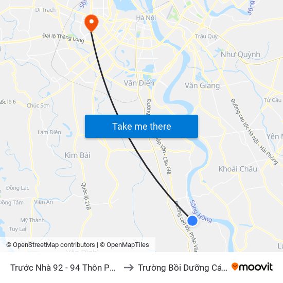 Trước Nhà 92 - 94 Thôn Phú Thịnh - Phú Minh - Tl429 to Trường Bồi Dưỡng Cán Bộ Giáo Dục Hà Nội map