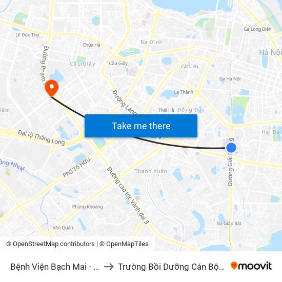 Bệnh Viện Bạch Mai - 78 Giải Phóng to Trường Bồi Dưỡng Cán Bộ Giáo Dục Hà Nội map