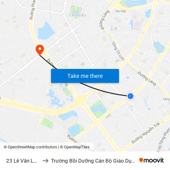 23 Lê Văn Lương to Trường Bồi Dưỡng Cán Bộ Giáo Dục Hà Nội map