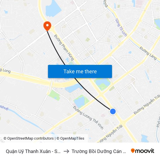 Quận Uỷ Thanh Xuân - Số 9 Khuất Duy Tiến to Trường Bồi Dưỡng Cán Bộ Giáo Dục Hà Nội map