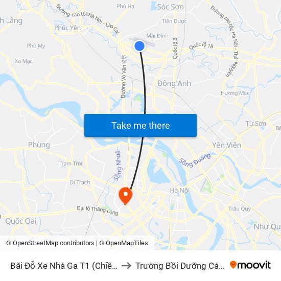 Bãi Đỗ Xe Nhà Ga T1 (Chiều Kim Mã Đi Sân Bay Nb) to Trường Bồi Dưỡng Cán Bộ Giáo Dục Hà Nội map