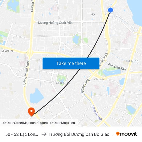 50 - 52 Lạc Long Quân to Trường Bồi Dưỡng Cán Bộ Giáo Dục Hà Nội map