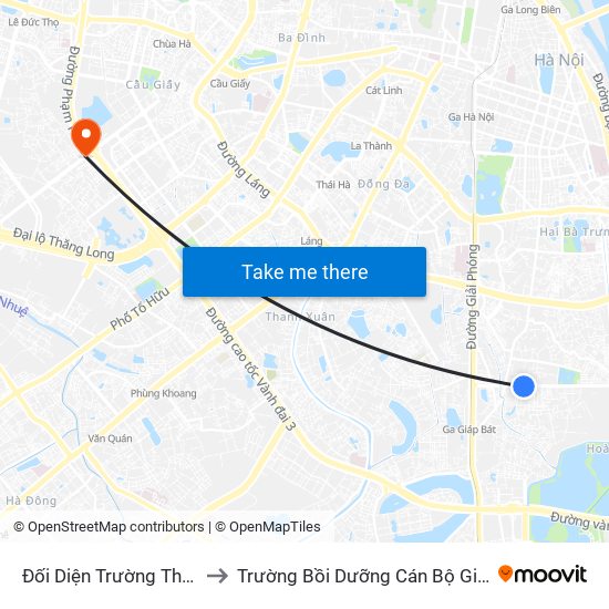 Đối Diện Trường Thcs Tân Mai to Trường Bồi Dưỡng Cán Bộ Giáo Dục Hà Nội map