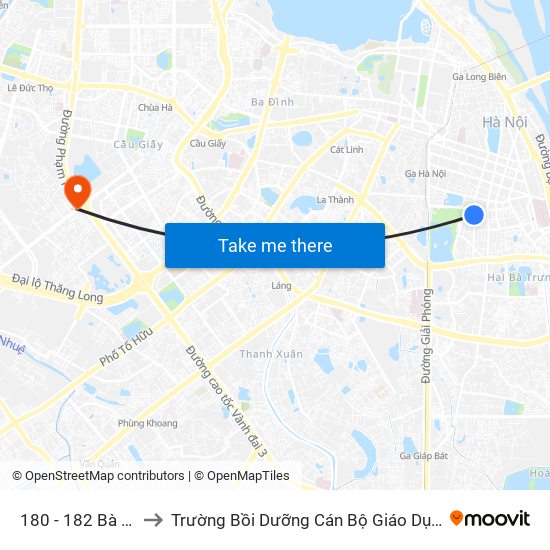 180 - 182 Bà Triệu to Trường Bồi Dưỡng Cán Bộ Giáo Dục Hà Nội map