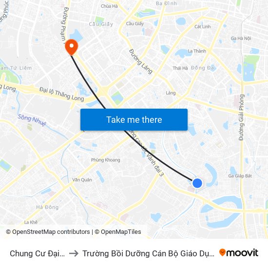 Chung Cư Đại Kim to Trường Bồi Dưỡng Cán Bộ Giáo Dục Hà Nội map