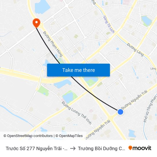 Trước Số 277 Nguyễn Trãi - Bách Hóa Giày Thượng Đình to Trường Bồi Dưỡng Cán Bộ Giáo Dục Hà Nội map
