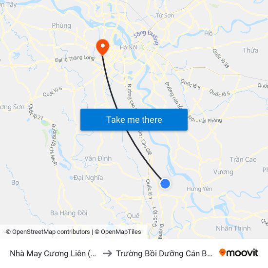 Nhà May Cương Liên (Chợ Bái) - Dt428 to Trường Bồi Dưỡng Cán Bộ Giáo Dục Hà Nội map