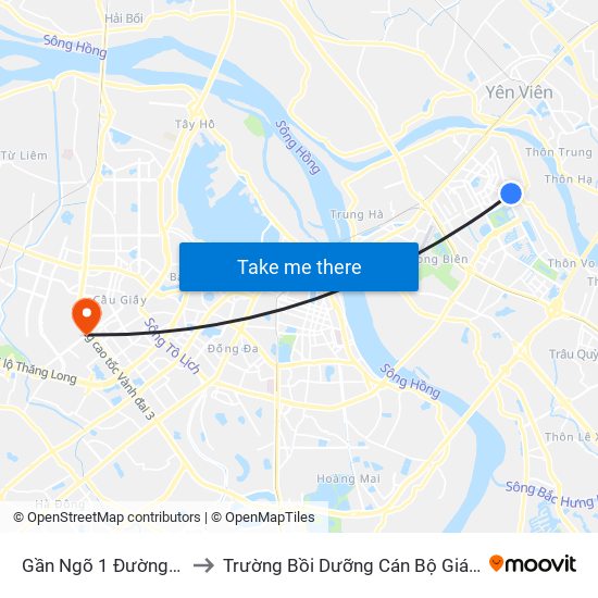 Gần Ngõ 1 Đường Phúc Lợi to Trường Bồi Dưỡng Cán Bộ Giáo Dục Hà Nội map