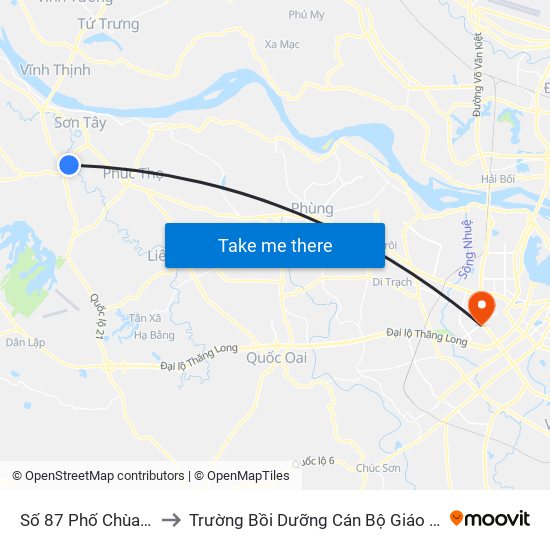 Số 87 Phố Chùa Thông to Trường Bồi Dưỡng Cán Bộ Giáo Dục Hà Nội map