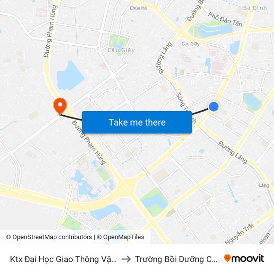 Ktx Đại Học Giao Thông Vận Tải - 99 Nguyễn Chí Thanh to Trường Bồi Dưỡng Cán Bộ Giáo Dục Hà Nội map