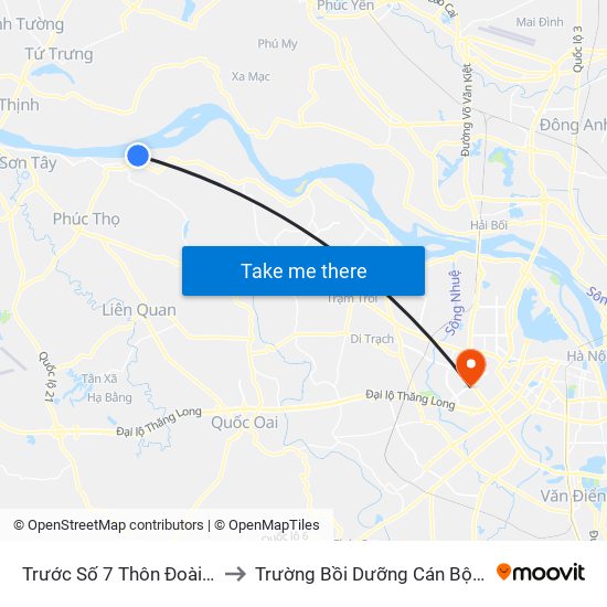 Trước Số 7 Thôn Đoài 20 - Vân Phúc to Trường Bồi Dưỡng Cán Bộ Giáo Dục Hà Nội map