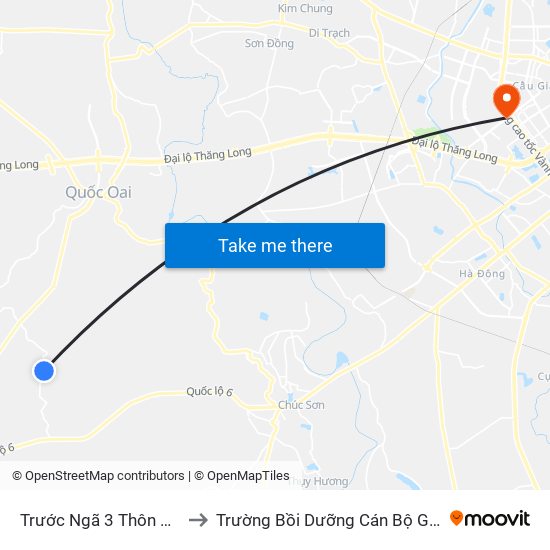 Trước Ngã 3 Thôn An Sơn 50m to Trường Bồi Dưỡng Cán Bộ Giáo Dục Hà Nội map