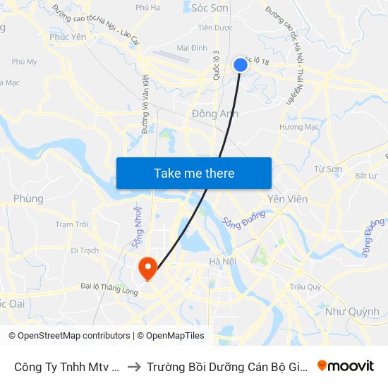 Công Ty Tnhh Mtv Cơ Khí 17 to Trường Bồi Dưỡng Cán Bộ Giáo Dục Hà Nội map