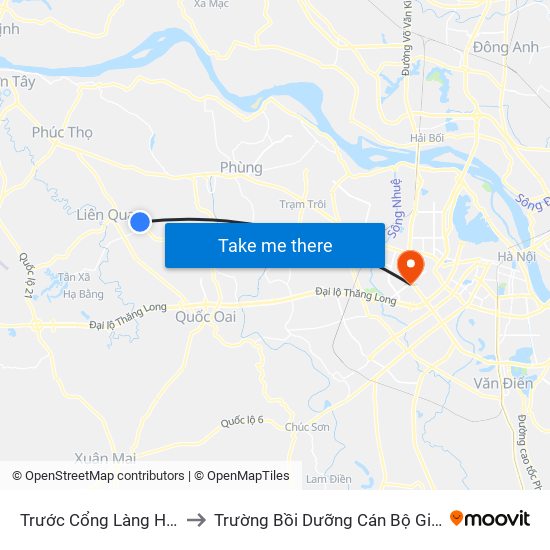 Trước Cổng Làng Hương Ngải to Trường Bồi Dưỡng Cán Bộ Giáo Dục Hà Nội map