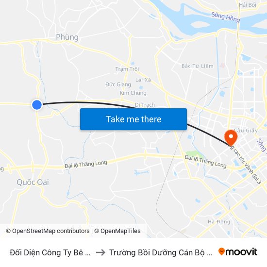 Đối Diện Công Ty Bê Tông Việt Mỹ to Trường Bồi Dưỡng Cán Bộ Giáo Dục Hà Nội map