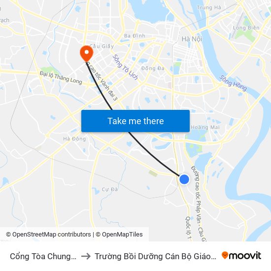 Cổng Tòa Chung Cư Iec to Trường Bồi Dưỡng Cán Bộ Giáo Dục Hà Nội map