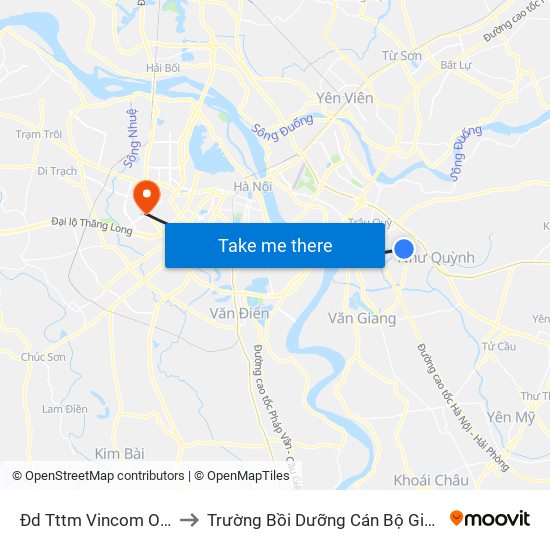 Đd Tttm Vincom Oceanpark to Trường Bồi Dưỡng Cán Bộ Giáo Dục Hà Nội map