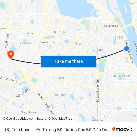 (B) Trần Khánh Dư to Trường Bồi Dưỡng Cán Bộ Giáo Dục Hà Nội map