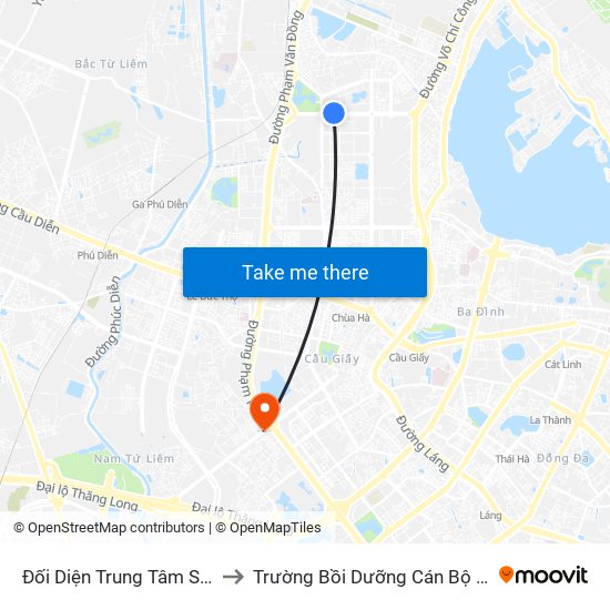 Đối Diện Trung Tâm Sam Sung R&D to Trường Bồi Dưỡng Cán Bộ Giáo Dục Hà Nội map