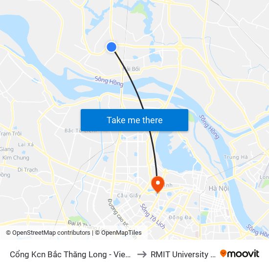 Cổng Kcn Bắc Thăng Long - Vietcombank to RMIT University Hanoi map