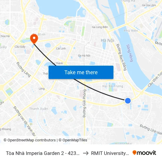 Tòa Nhà Imperia Garden 2 - 423 Minh Khai to RMIT University Hanoi map