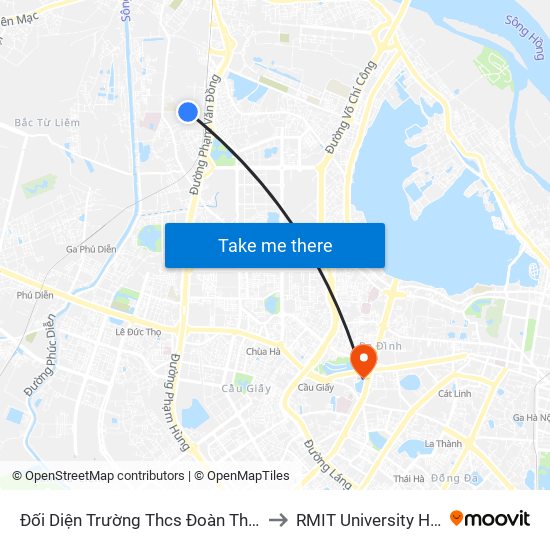 Đối Diện Trường Thcs Đoàn Thị Điểm to RMIT University Hanoi map