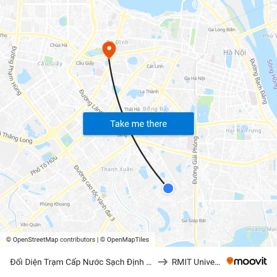 Đối Diện Trạm Cấp Nước Sạch Định Công - 61 Tổ 37 Định Công to RMIT University Hanoi map