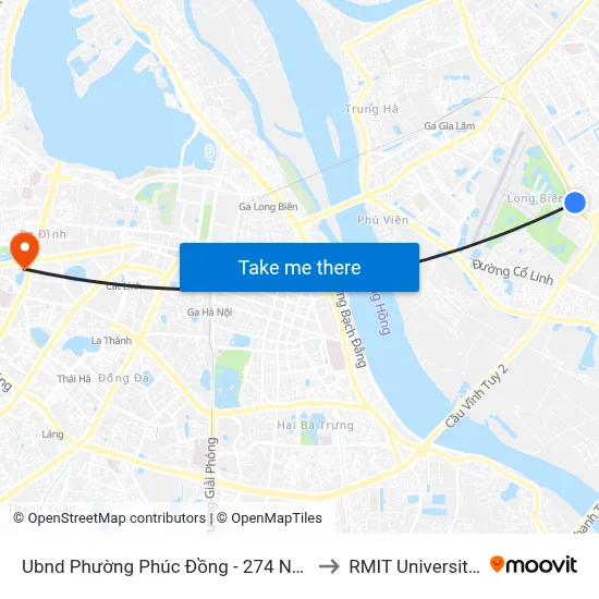 Ubnd Phường Phúc Đồng - 274 Nguyễn Văn Linh to RMIT University Hanoi map
