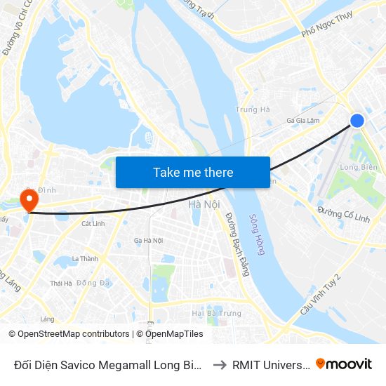 Đối Diện Savico Megamall Long Biên - Nguyễn Văn Linh to RMIT University Hanoi map