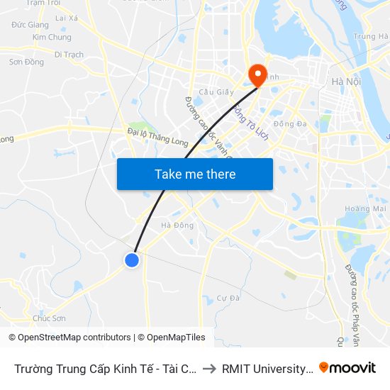 Trường Trung Cấp Kinh Tế - Tài Chính Hà Nội to RMIT University Hanoi map