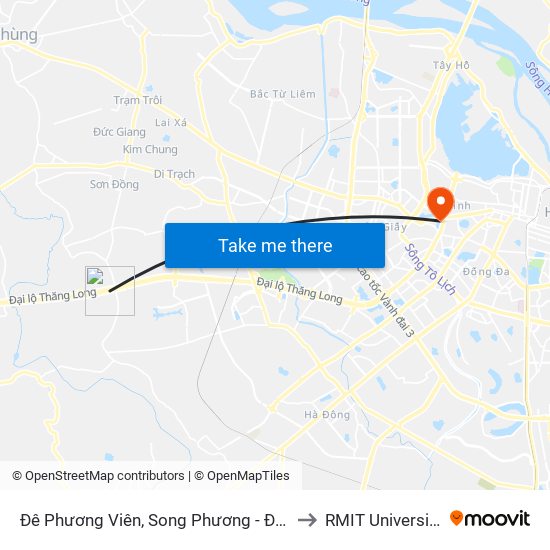 Đê Phương Viên, Song Phương - Đại Lộ Thăng Long to RMIT University Hanoi map