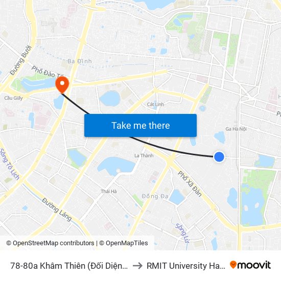 78-80a Khâm Thiên (Đối Diện 71) to RMIT University Hanoi map