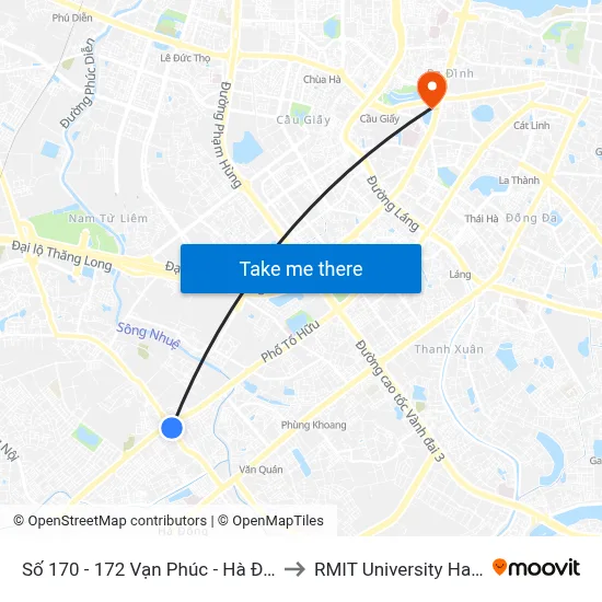 Số 170 - 172 Vạn Phúc - Hà Đông to RMIT University Hanoi map