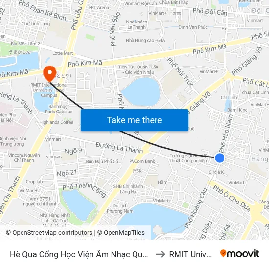 Hè Qua Cổng Học Viện Âm Nhạc Quốc Gia Việt Nam - 77 Hào Nam to RMIT University Hanoi map