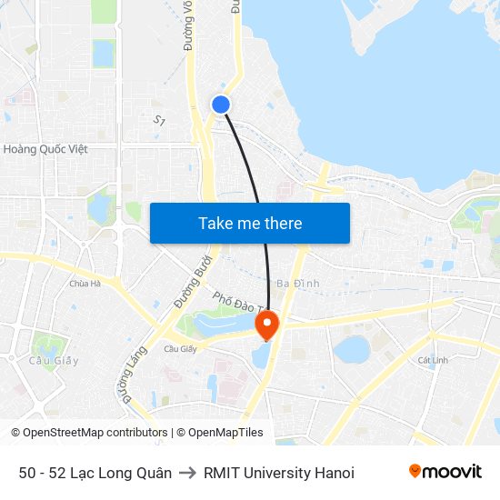 50 - 52 Lạc Long Quân to RMIT University Hanoi map