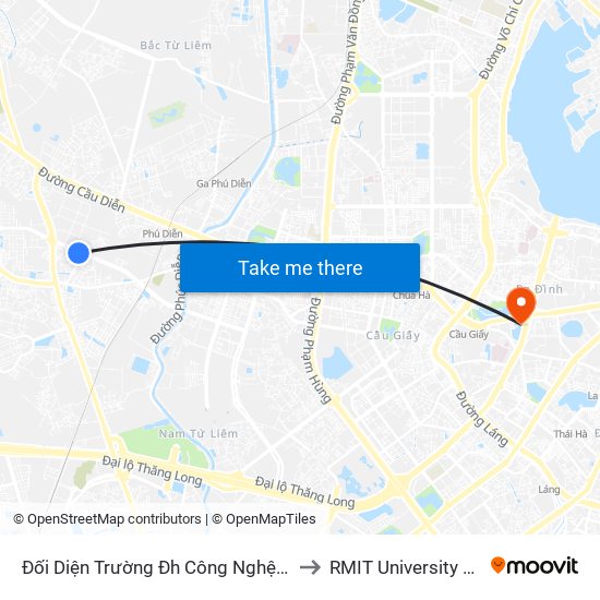 Đối Diện Trường Đh Công Nghệ Đông Á to RMIT University Hanoi map