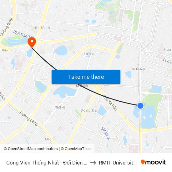 Công Viên Thống Nhất - Đối Diện 326 Lê Duẩn to RMIT University Hanoi map
