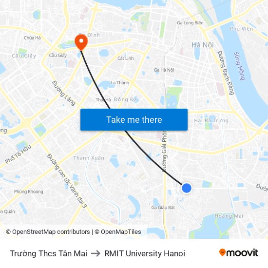 Trường Thcs Tân Mai to RMIT University Hanoi map