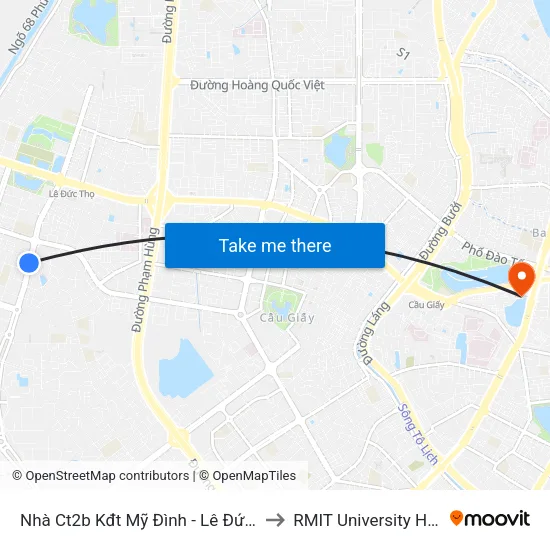 Nhà Ct2b Kđt Mỹ Đình - Lê Đức Thọ to RMIT University Hanoi map