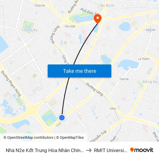 Nhà N2e Kđt Trung Hòa Nhân Chính - Lê Văn Lương to RMIT University Hanoi map