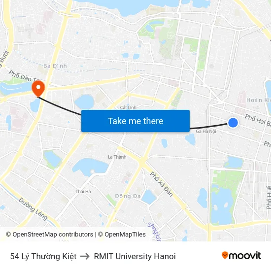 54 Lý Thường Kiệt to RMIT University Hanoi map