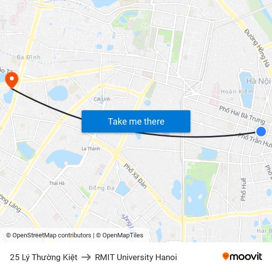 25 Lý Thường Kiệt to RMIT University Hanoi map