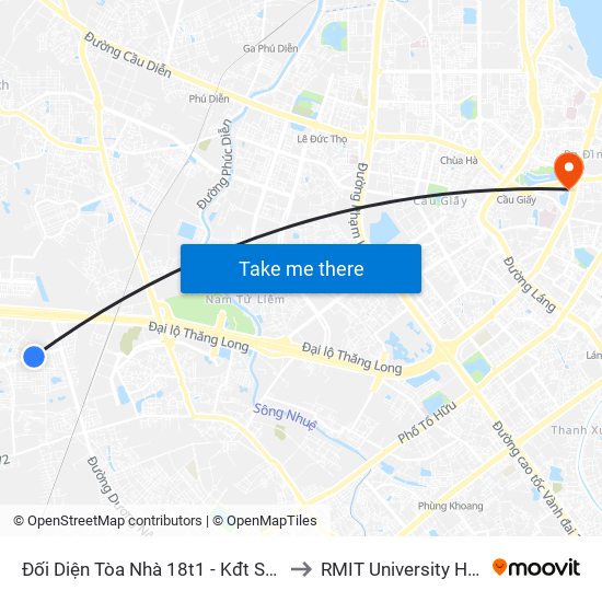 Đối Diện Tòa Nhà 18t1 - Kđt Sudico to RMIT University Hanoi map