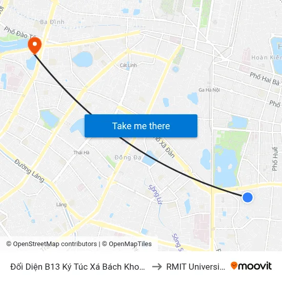 Đối Diện B13 Ký Túc Xá Bách Khoa - Tạ Quang Bửu to RMIT University Hanoi map
