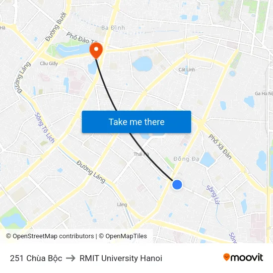 251 Chùa Bộc to RMIT University Hanoi map